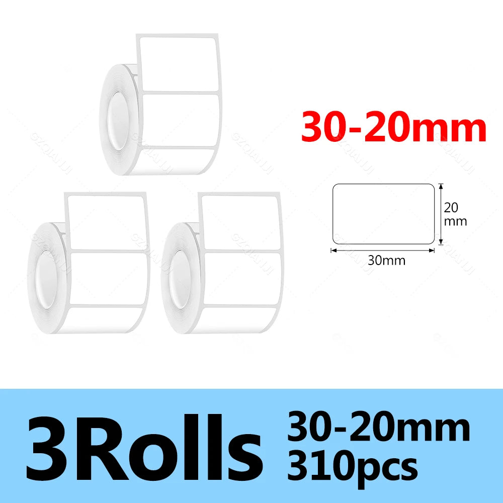 Waterproof Thermal Label Sticker Roll for Marklife P50 Printer Thermal Label Roll PRIMED 3Roll WH30-20mm