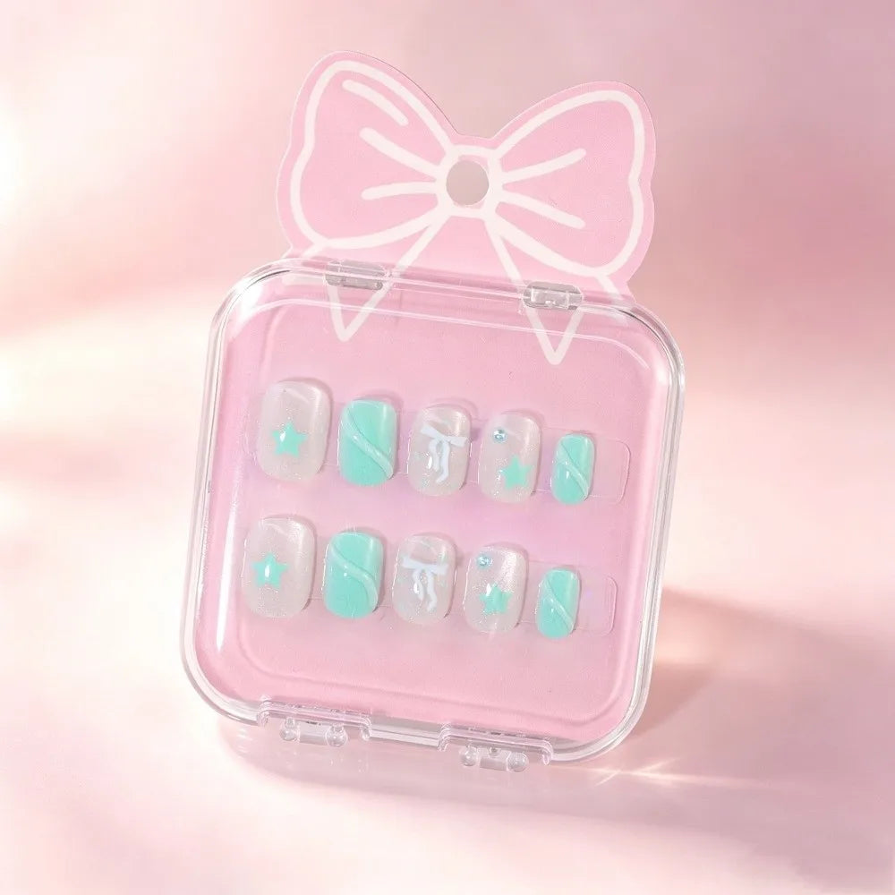 Kids Cat's Eye Press On Nails – Cute Detachable 10pc Set