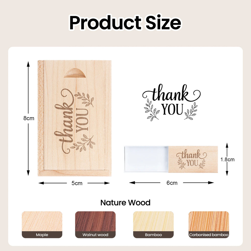 Wooden USB Flash Drive 8–128GB | Free Laser Engraving Logo Custom USB Flash Drive PRIMED