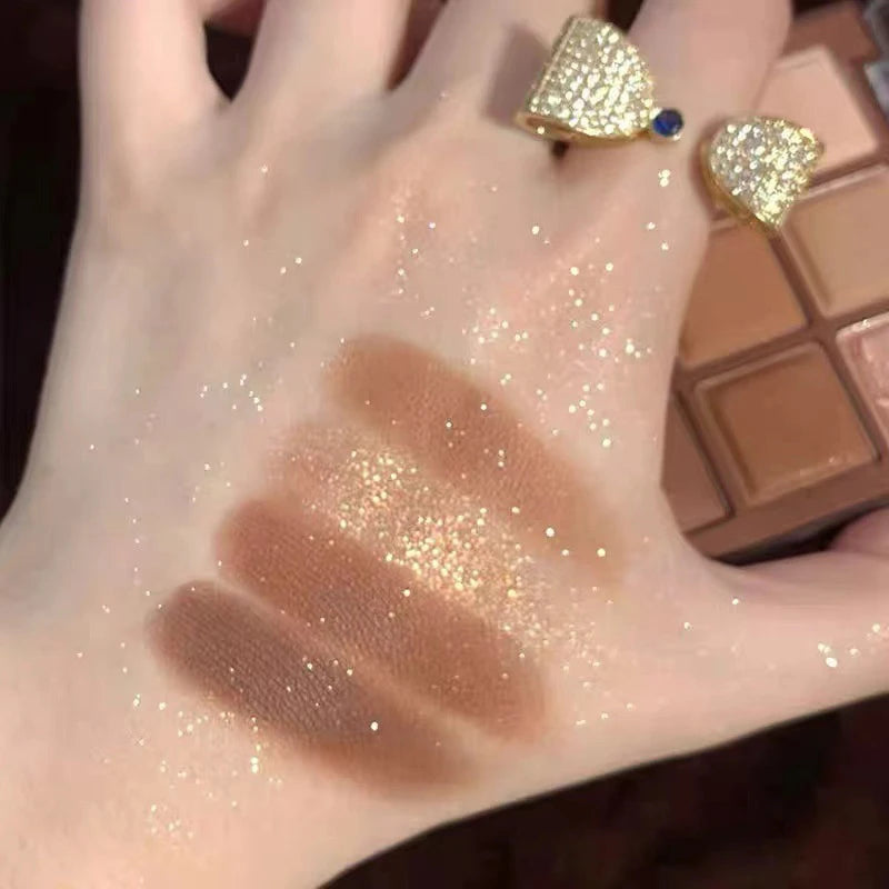 9-Color Glitter Eyeshadow Palette | Shimmer Matte Waterproof Eyeshadow Palette PRIMED