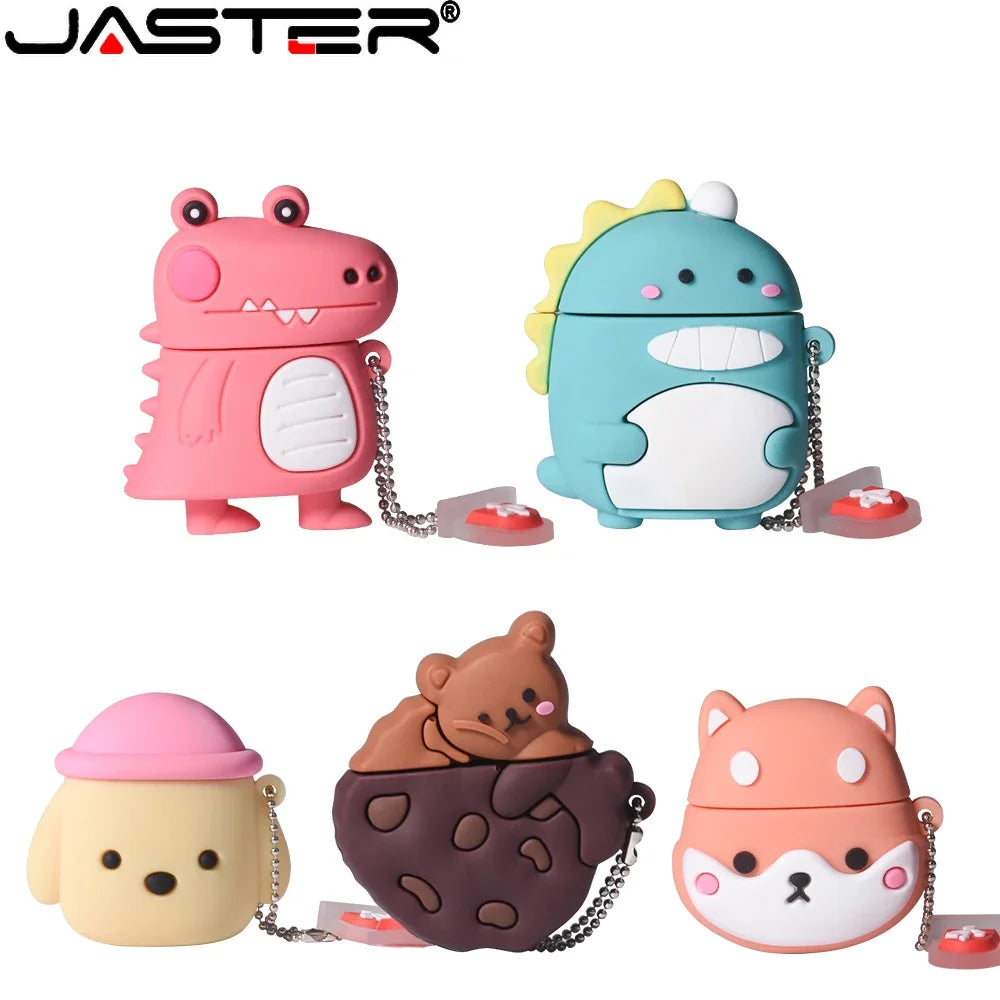 JASTER Cartoon USB Flash Drive Dinosaur & Akita Dog 4–128GB USB Flash Drive PRIMED