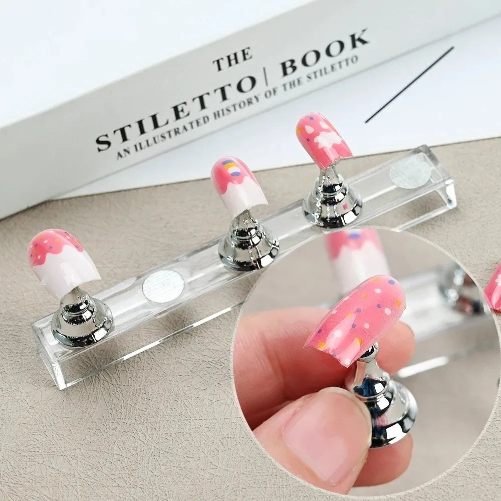 5-Pack Magnetic Nail Art Display Stand – Crystal Base Holder