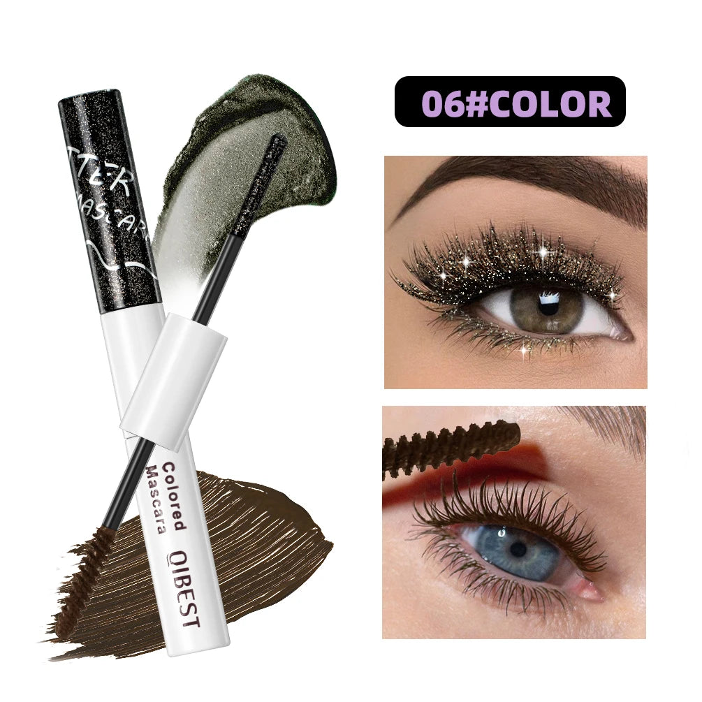 QiBest 2-in-1 Colorful Glitter & Matte Waterproof Mascara