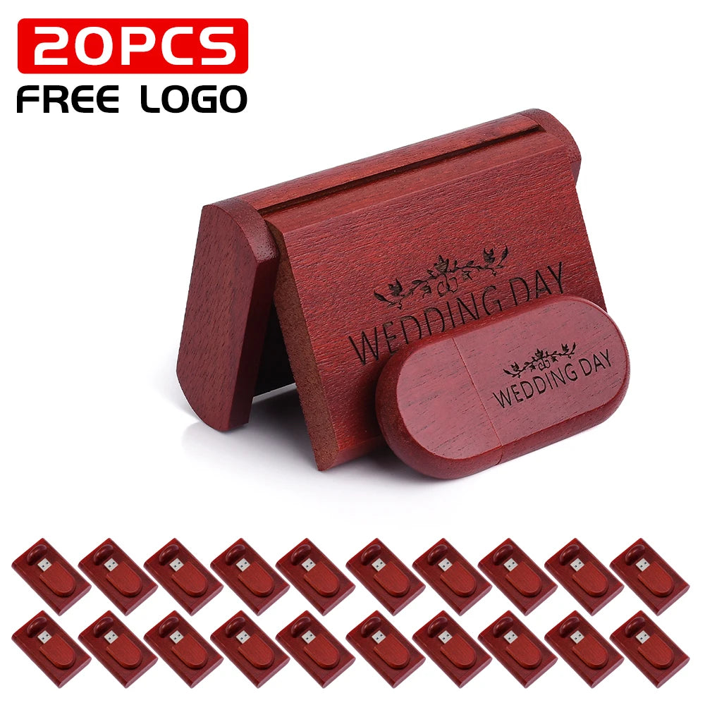 20-Pack Custom Logo Bamboo USB Flash Drives 64GB – Wedding Custom USB Flash Drive PRIMED