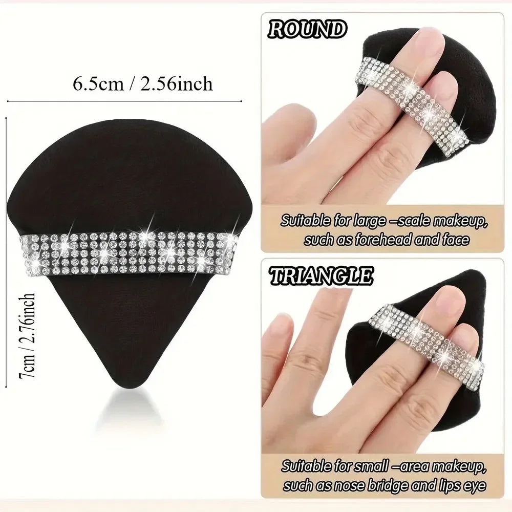 Triangle Crystal Velvet Setting Powder Puff – Diamond Ribbon Makeup Setting Puff PRIMED
