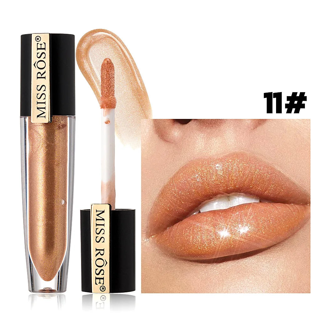 MISS ROSE Pearlescent Liquid Lip Glaze – Waterproof & Hydrating Liquid Lip Gloss PRIMED 7701-028M-11