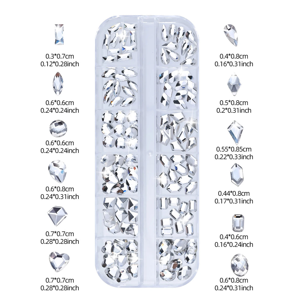 2-Box Nail Art Rhinestones – Mixed Shape Sparkling Gems Set Nail Art Rhinestones PRIMED