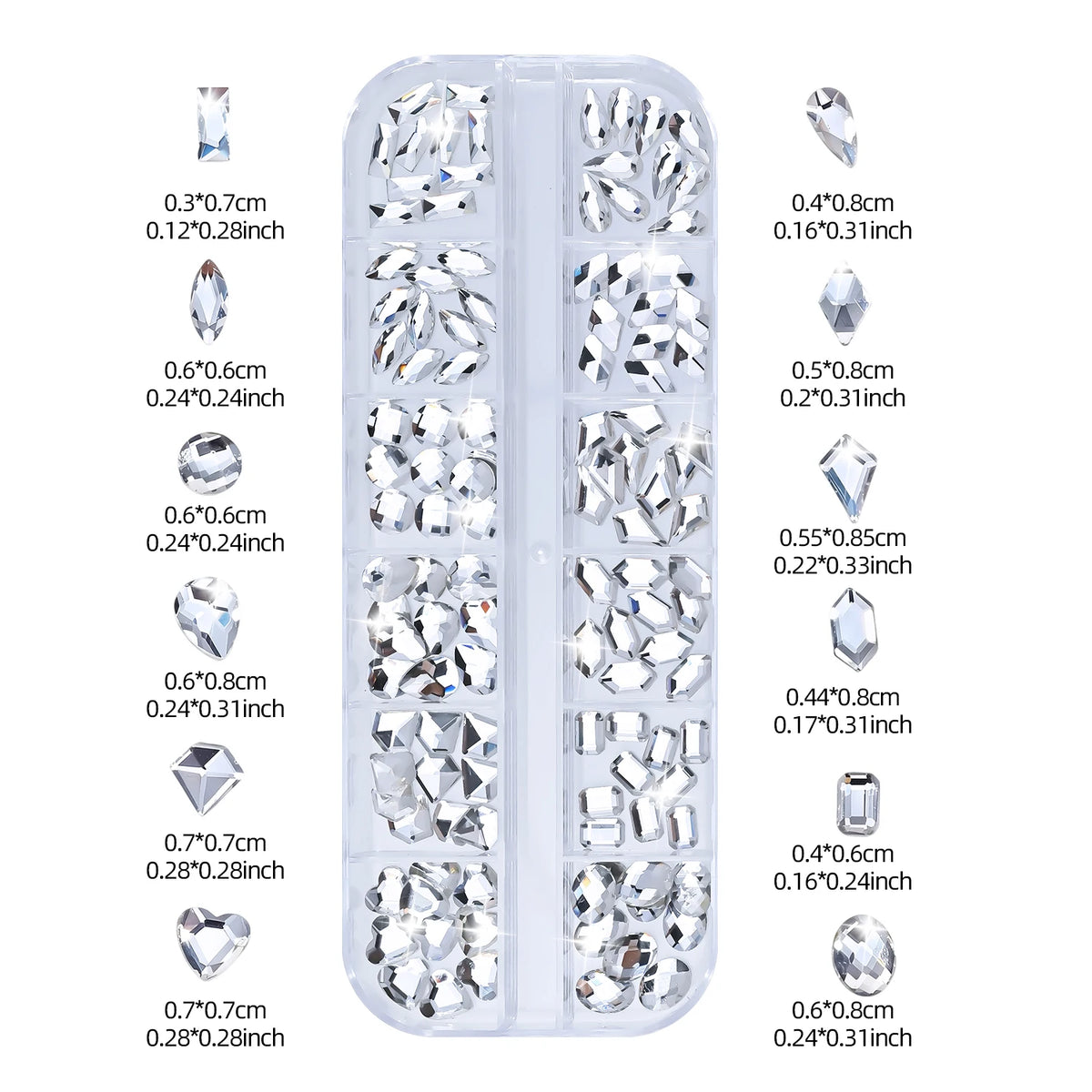 2-Box Nail Art Rhinestones – Mixed Shape Sparkling Gems Set Nail Art Rhinestones PRIMED
