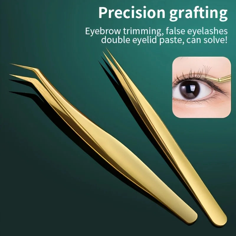 Stainless Steel Eyelash Extension Tweezers – Curved & Straight