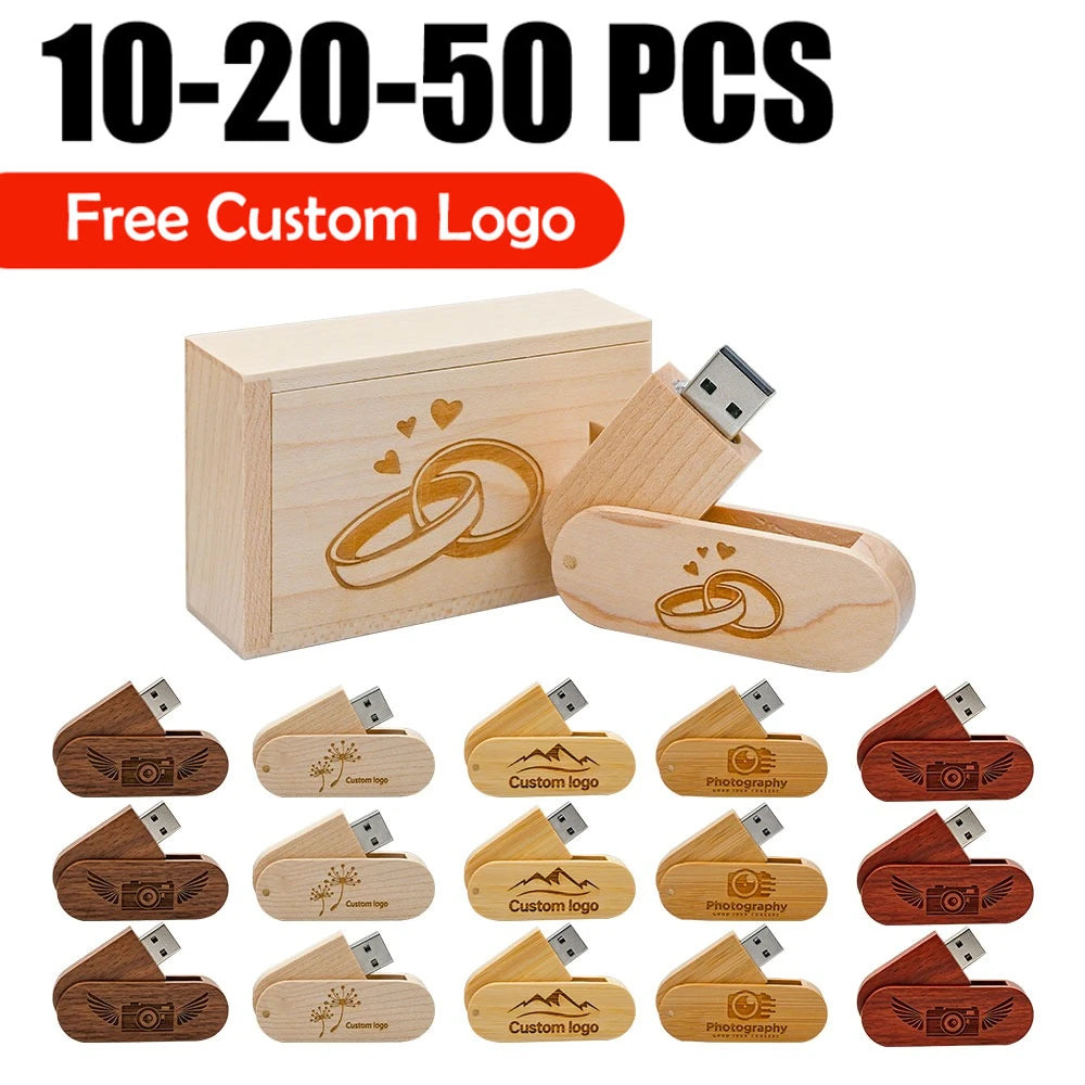 Wooden USB 2.0 Flash Drive 4–64GB | Bulk Pack with Gift Box USB Flash Drive PRIMED