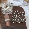 50Pcs Rectangular Zirconia Nail Rhinestones 2×4mm Clear & Champagne Nail Art Rhinestones PRIMED white 50pcs