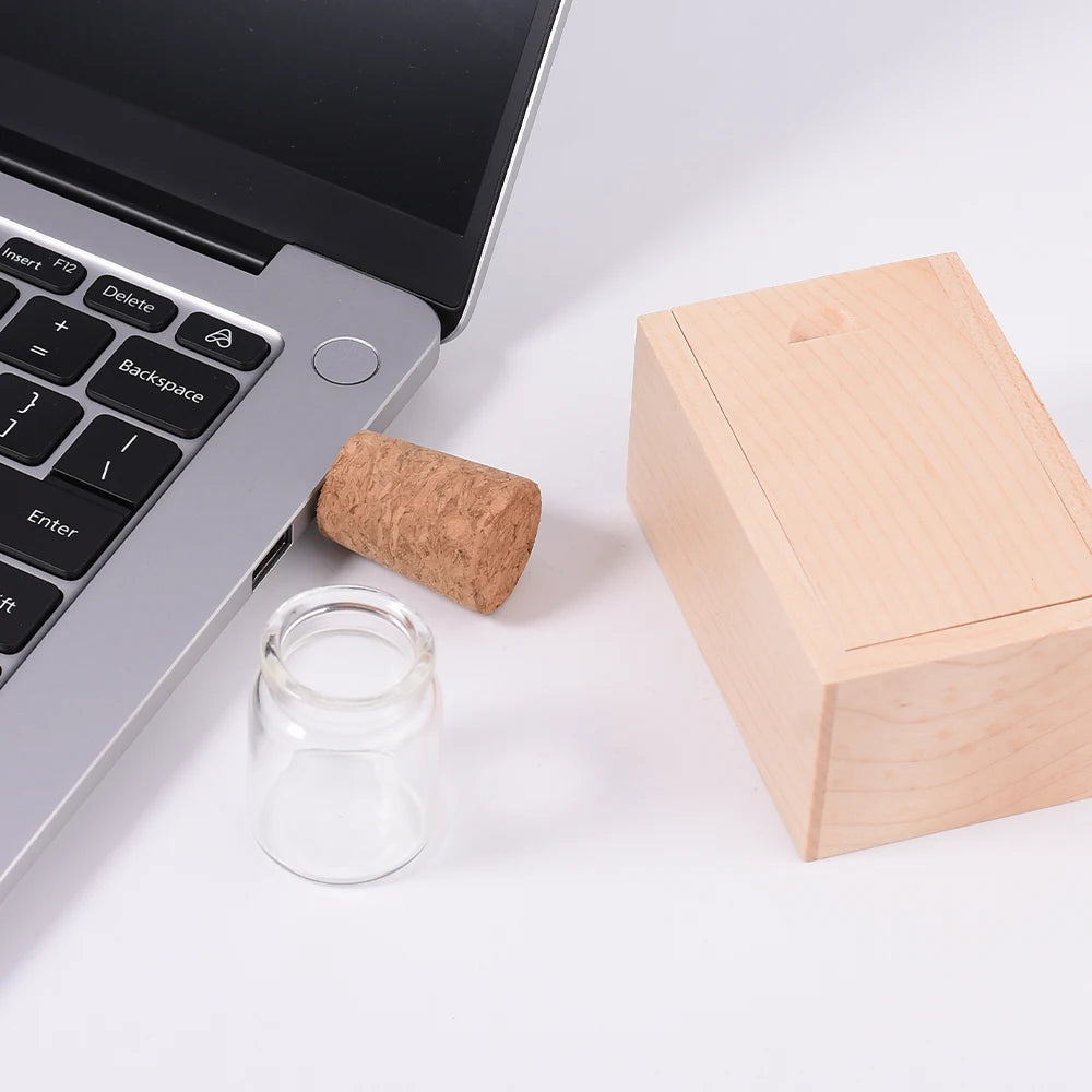 JASTER Drifting Bottle USB Flash Drive in Wooden Gift Box USB Flash Drive PRIMED