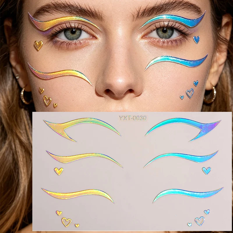 Holographic Laser Eyeliner Stickers – Waterproof Face Art Decals