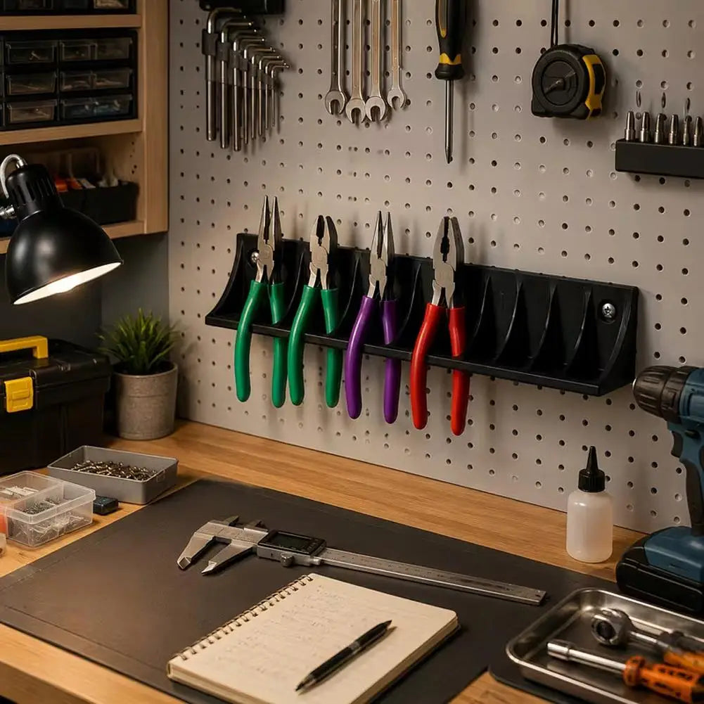 Wall Mount 8-Slot Plier Holder | Garage Tool Rack Organizer