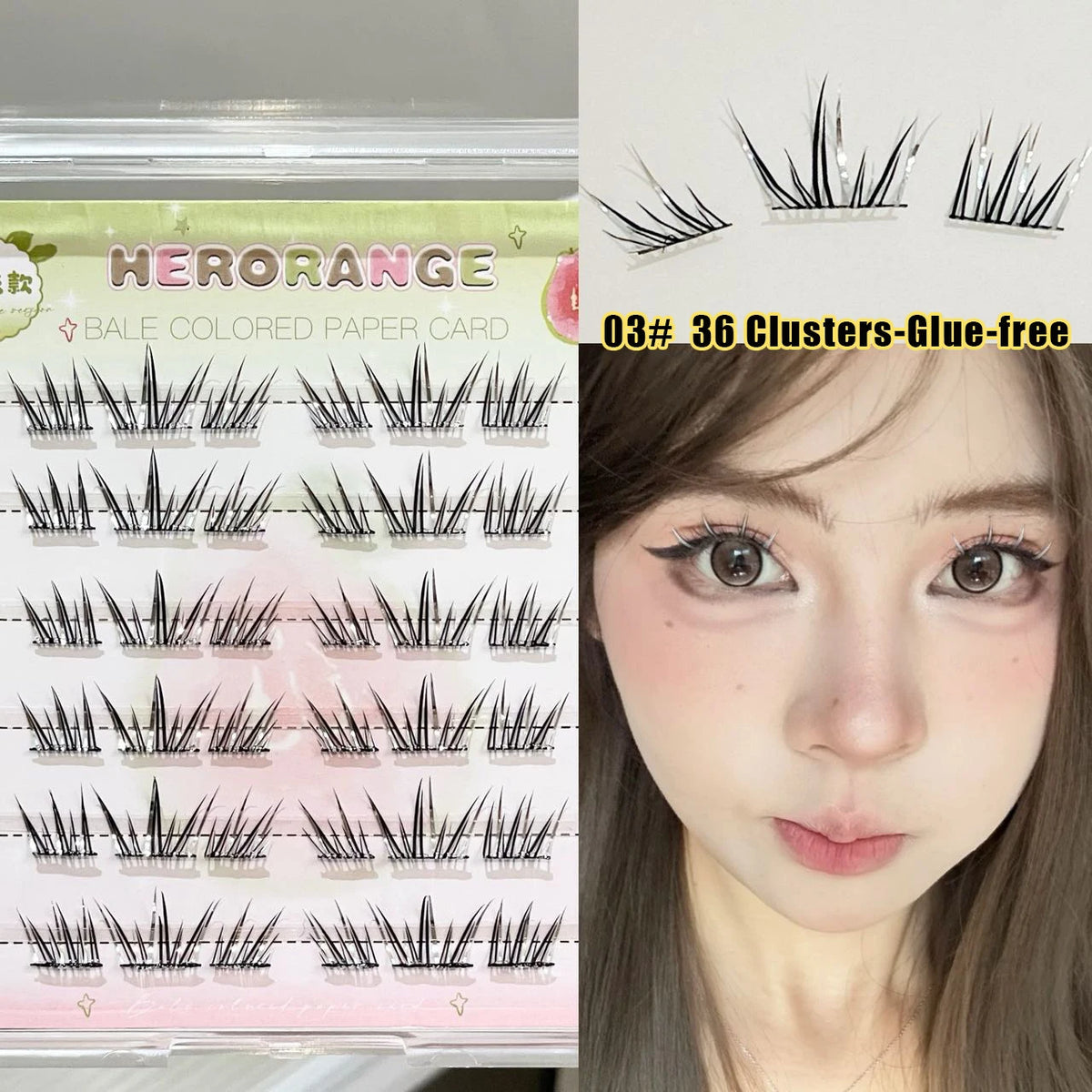 DIY Cluster False Eyelashes – Colorful Punk Lash Extensions False Eyelashes PRIMED 03 Glue-free C 0.05mm