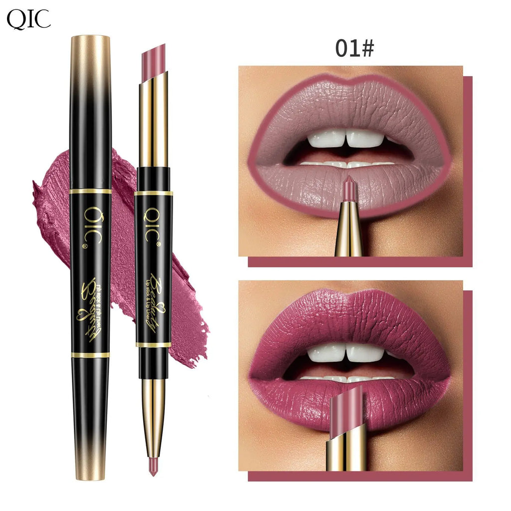 QIC 2-in-1 Waterproof Matte Lip Liner & Lipstick Pencil Lip Liner Lipstick PRIMED 01
