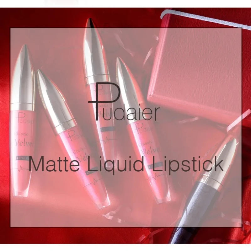 Pudaier 18-Color Matte Glitter Liquid Lipstick Set – Waterproof
