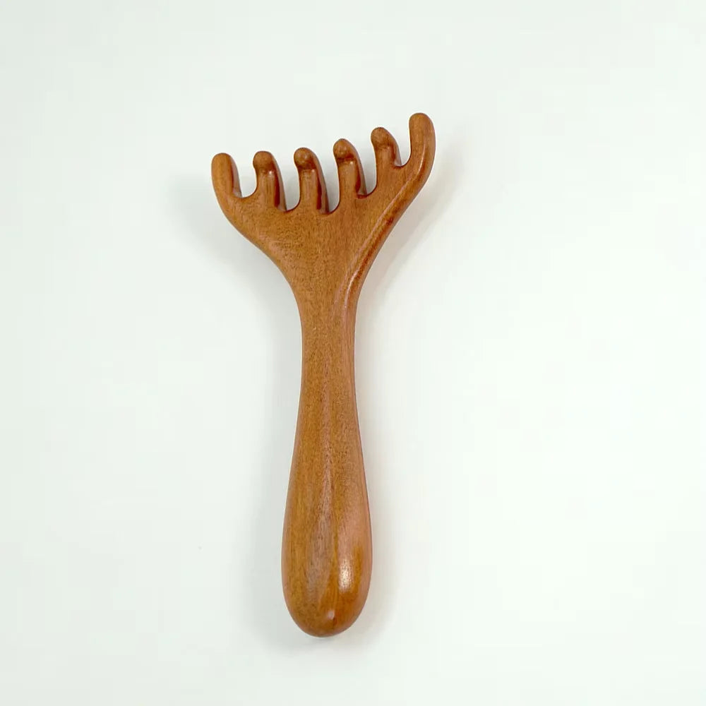 Wooden Six-Claw Gua Sha Massage Comb – Scalp & Body Tool