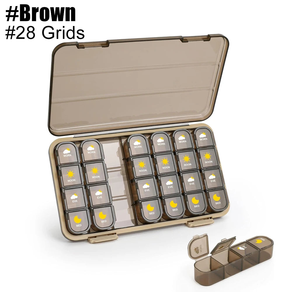 Weekly Pill Organizer 3–4x Daily | 7-Day 28-Compartment Box