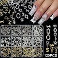 120Pcs 3D Nail Charms – Bows, Butterflies & Star Frames Nail Art Charms PRIMED A2