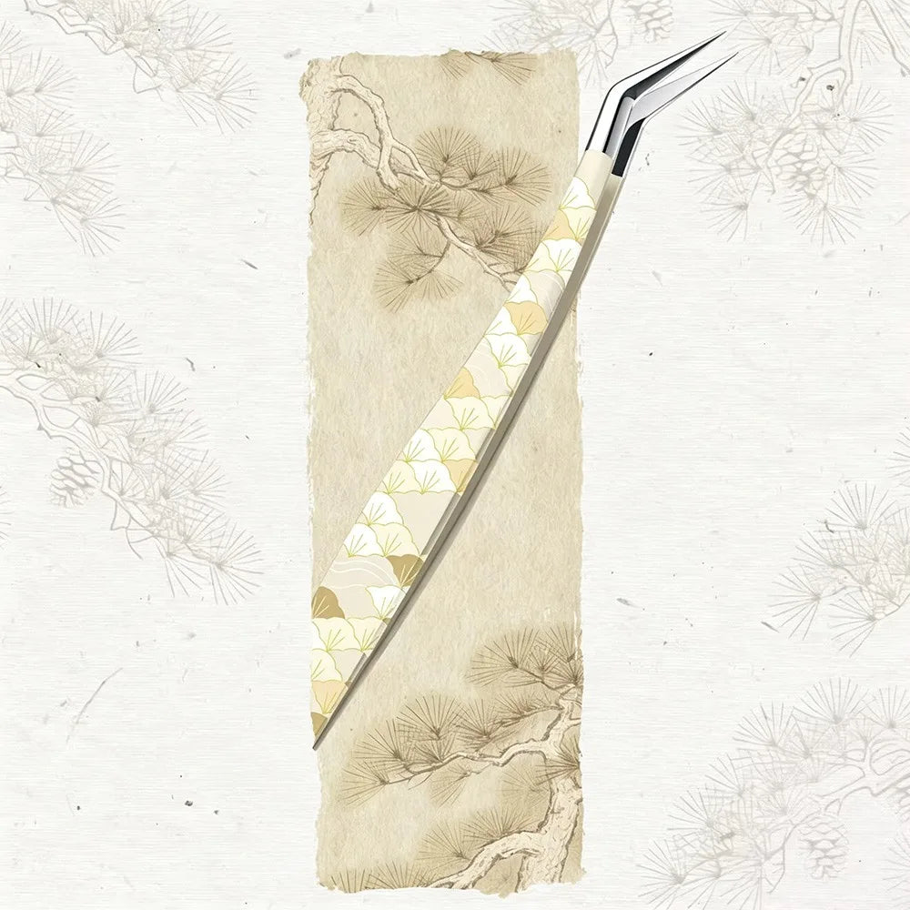 Curved Stainless Steel Eyelash Tweezer – Anti-Static Precision Eyelash Tweezer PRIMED Pine tree