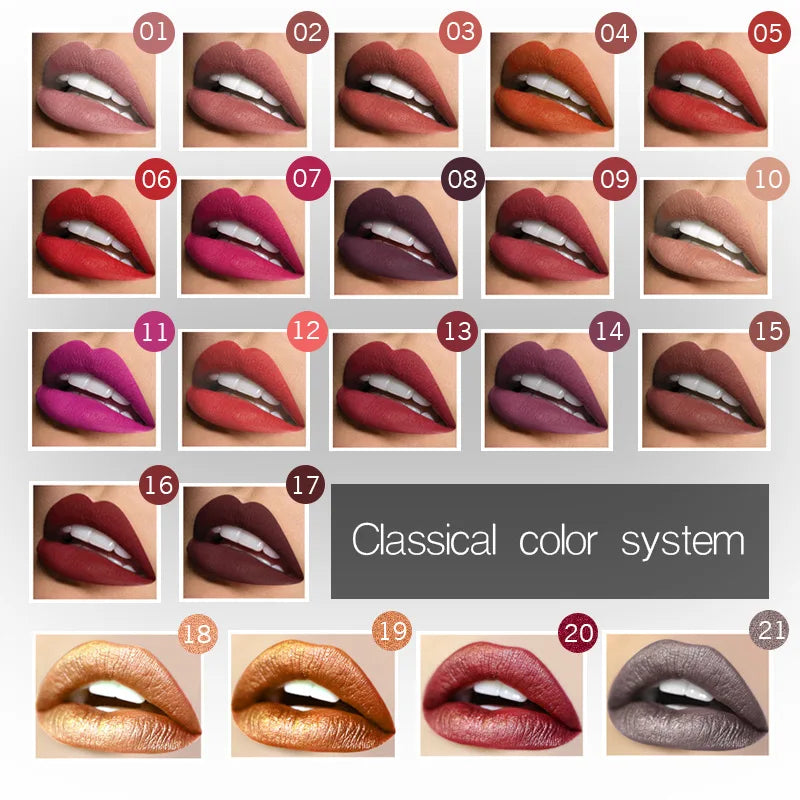 21-Color Matte Liquid Lipstick Set – Waterproof Long-Lasting Liquid Lipstick Set PRIMED