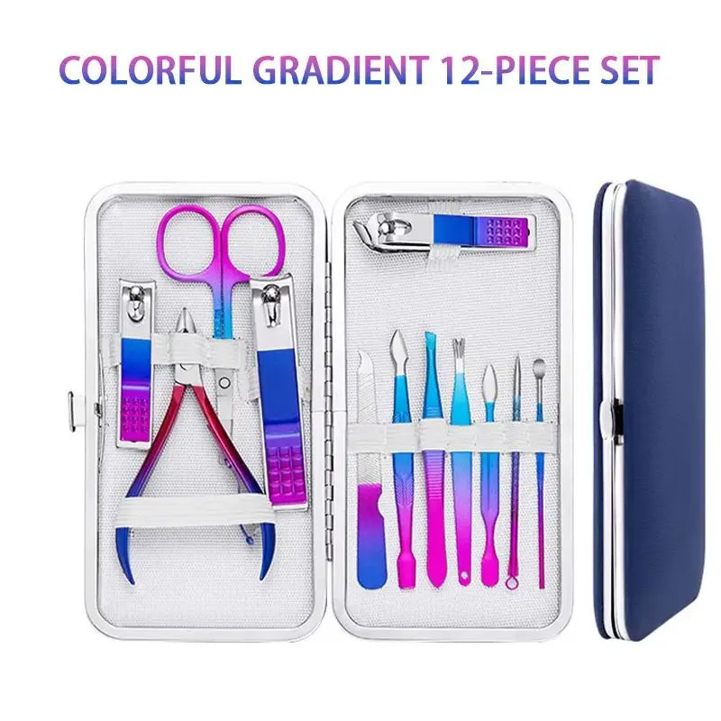 Stainless Steel Manicure Set – 7–15 Piece Nail & Brow Kit Manicure Nail Set PRIMED 12 pcs