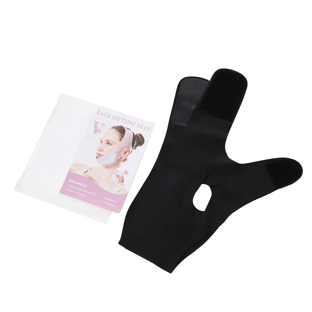 V-Line Face Lifting Bandage – Hot & Cold Gel Pack Jaw Shaper Face Contouring Wrap PRIMED black