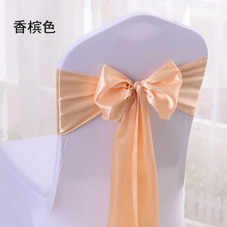 10 Pcs Satin Chair Sashes – Wedding & Banquet Bow Decor