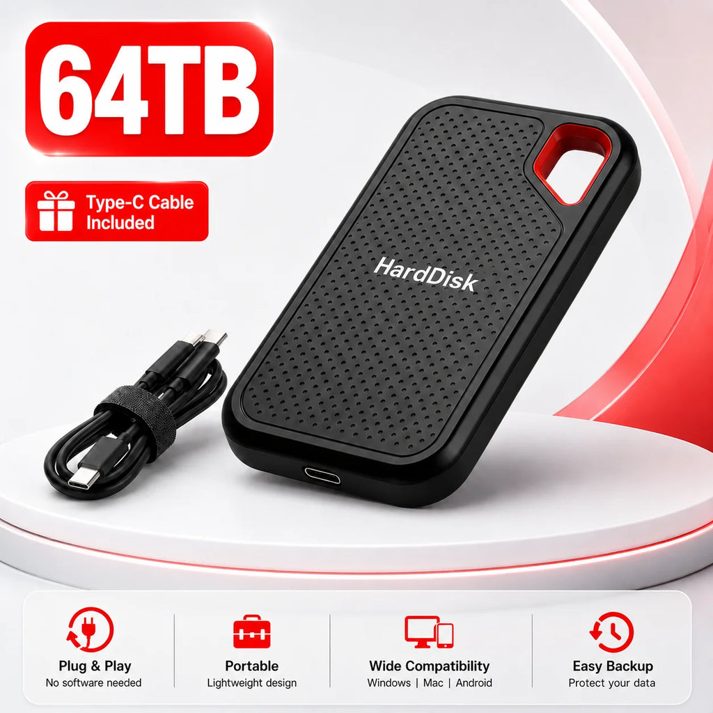 2TB Portable SSD USB-C External Solid State Drive for Laptop & Mac External SSD Drive PRIMED 64TB