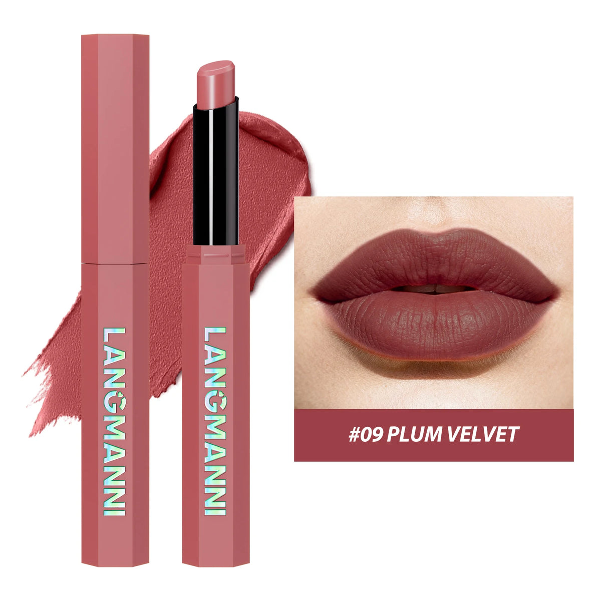 Langmanni Velvet Matte Lipstick Pencil – 12 Colors, Waterproof