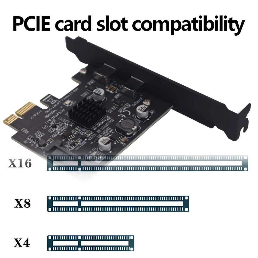 TISHRIC PCIe USB 3.2 Gen 2 Dual Type-C Expansion Card ASM3142 PCIe Expansion Card PRIMED
