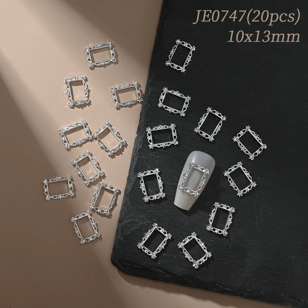 Vintage Hollow Frame Nail Charms Zircon Alloy 10/20Pcs Nail Art Charms PRIMED JE0747(20pcs)