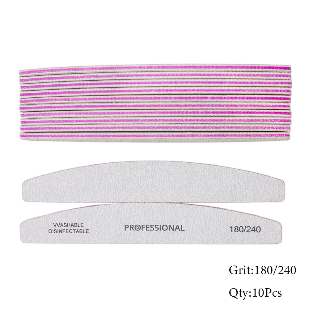 JEARLYU Banana Nail Files 5/10Pcs – 180/240 Grit Manicure Set Nail Files Set PRIMED 10 Pcs 180-240Grit