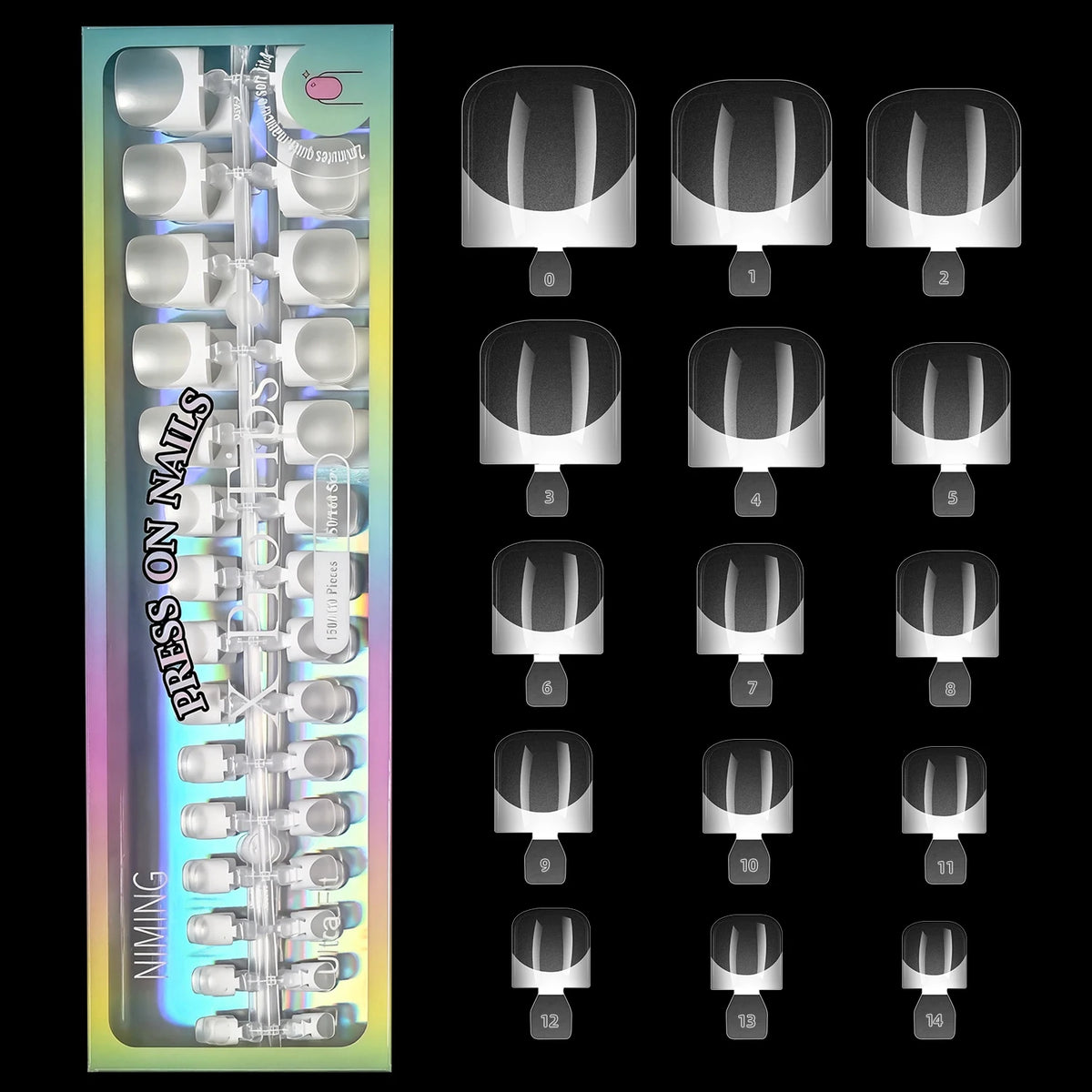 150Pcs French Press-On Toenails – Short Square Full Cover Tips