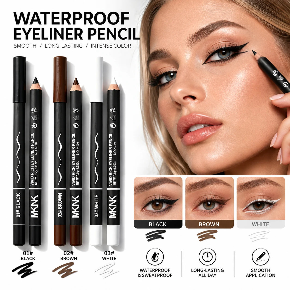 Wooden Dual-Use Eyeliner & Eyebrow Pencil – Waterproof Gel