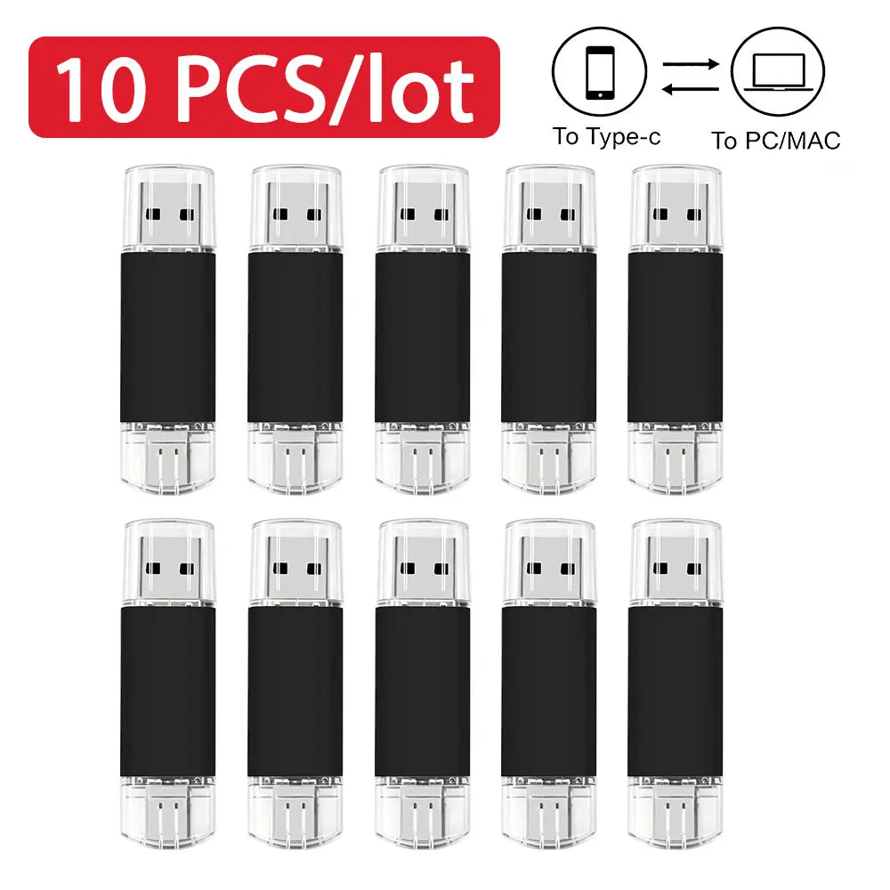 Type-C USB Flash Drive Bulk Custom Logo | 8–64GB 10/50/100 Pcs USB Flash Drive PRIMED 4GB Black x10