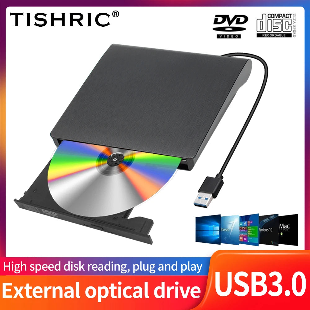 TISHRIC USB External DVD Drive CD Player USB 3.0 Type-C