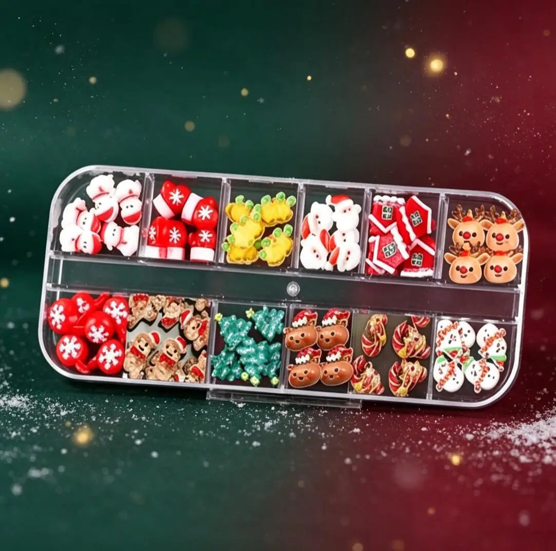 Christmas Nail Charms 4-Box Set – Santa Snowflake Rhinestones