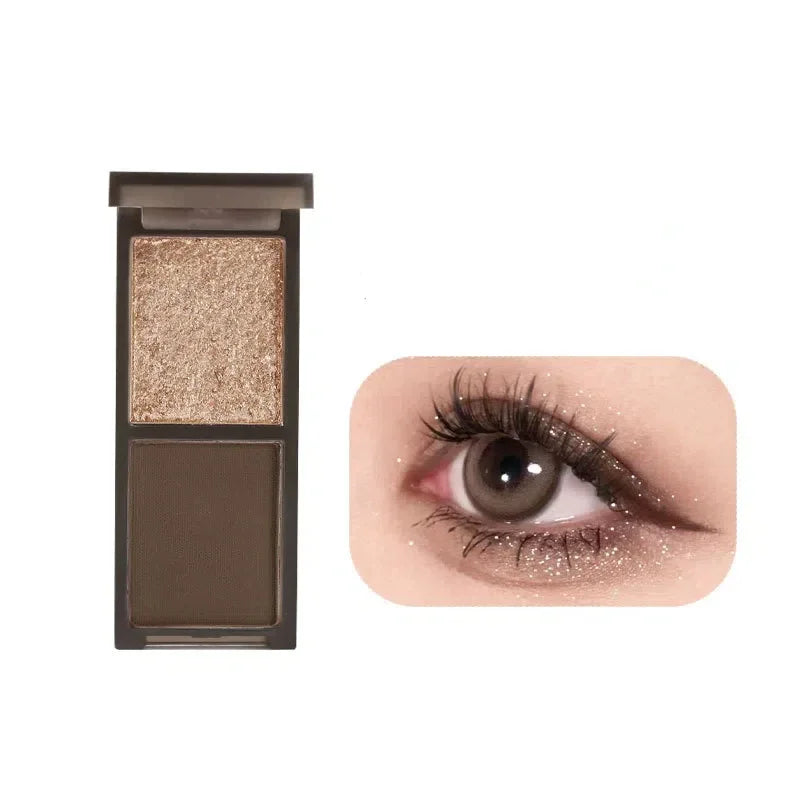 Two-Color Matte & Glitter Eyeshadow Palette – Red & Black
