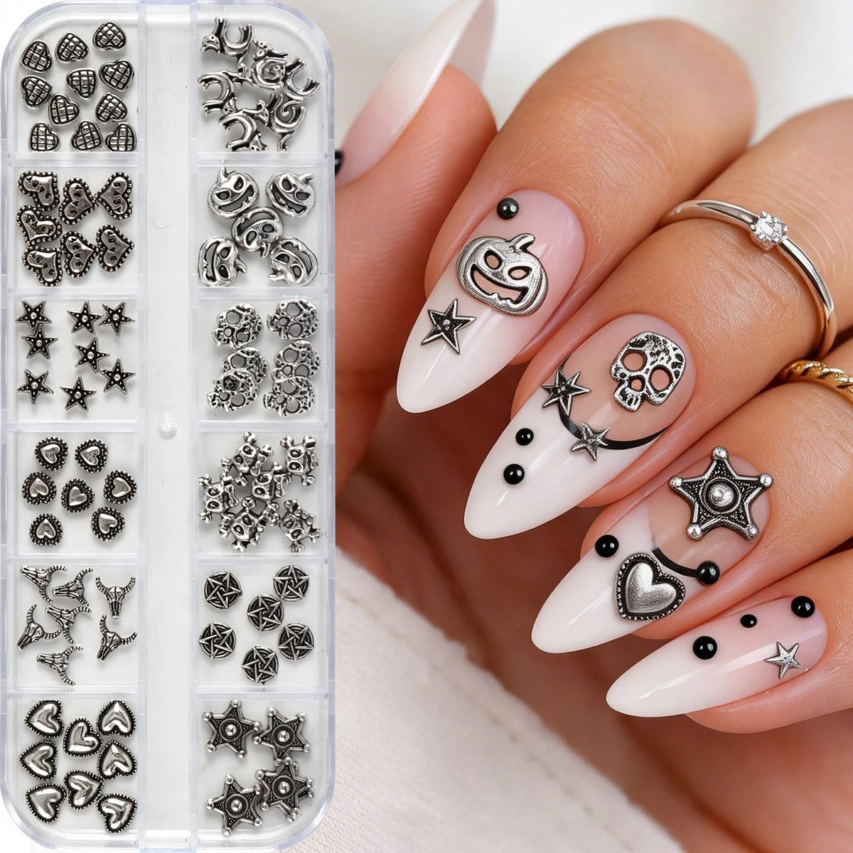 Halloween Nail Charms Set – Pumpkin, Black Cat & Star Designs Nail Art Charms PRIMED
