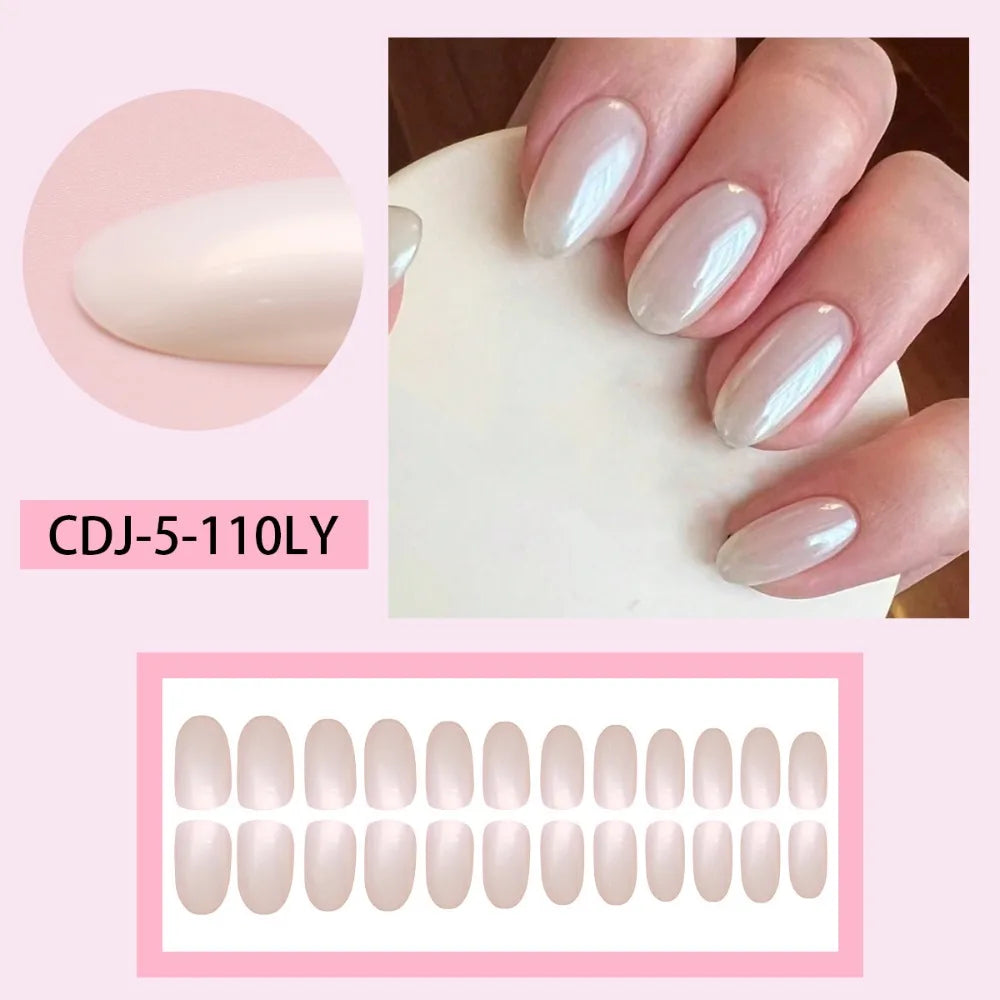 Long Almond French False Nails – Full Cover DIY Nail Tips