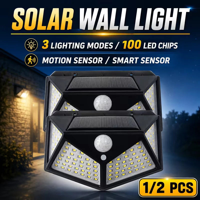 100 LED Solar Wall Light IP65 Motion Sensor Outdoor Lamp Solar Wall Light PRIMED