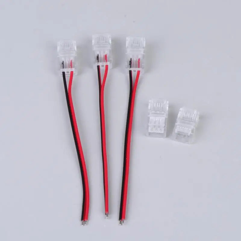 5-Pack 8mm 2-Pin L-Shape COB LED Strip Connectors No-Solder LED Strip Connector PRIMED