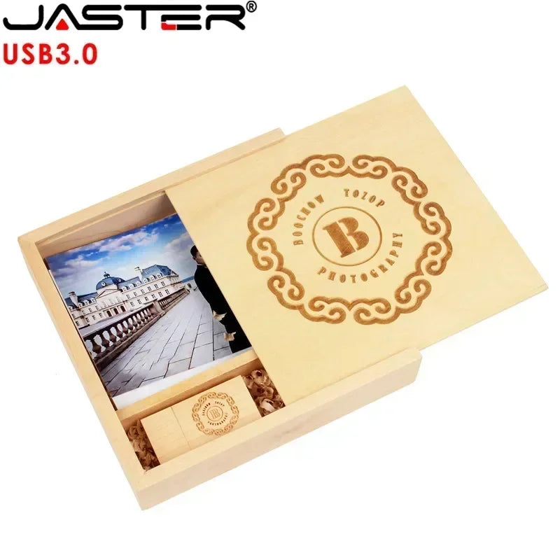 JASTER Wooden USB 3.0 Photo Album Box Flash Drive 16GB/32GB USB Flash Drive PRIMED