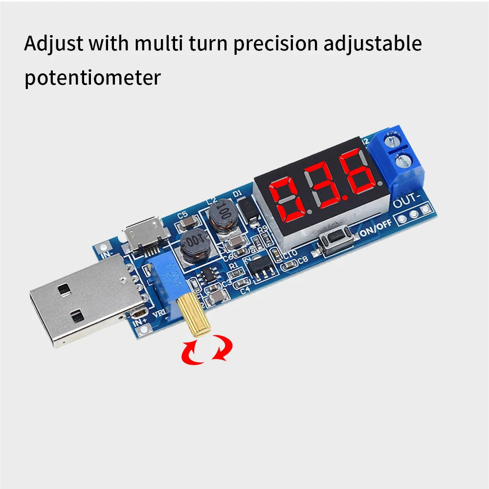 TISHRIC USB DC Boost Buck Converter 5V to 1.2V–24V Module