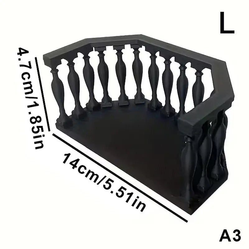 Miniature Dollhouse Balcony with Railing – European Style DIY Dollhouse Accessory PRIMED A3