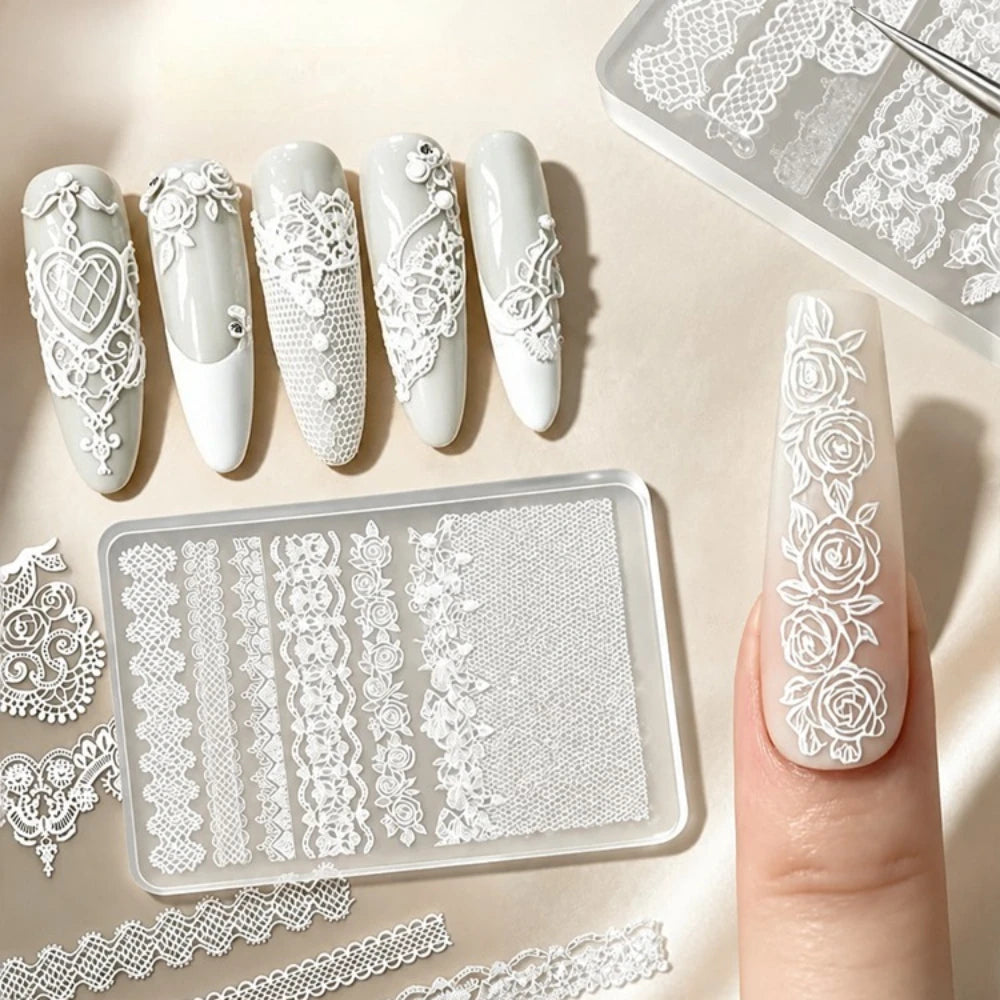 3D Lace Floral Silicone Nail Art Mold – Gel & Acrylic DIY