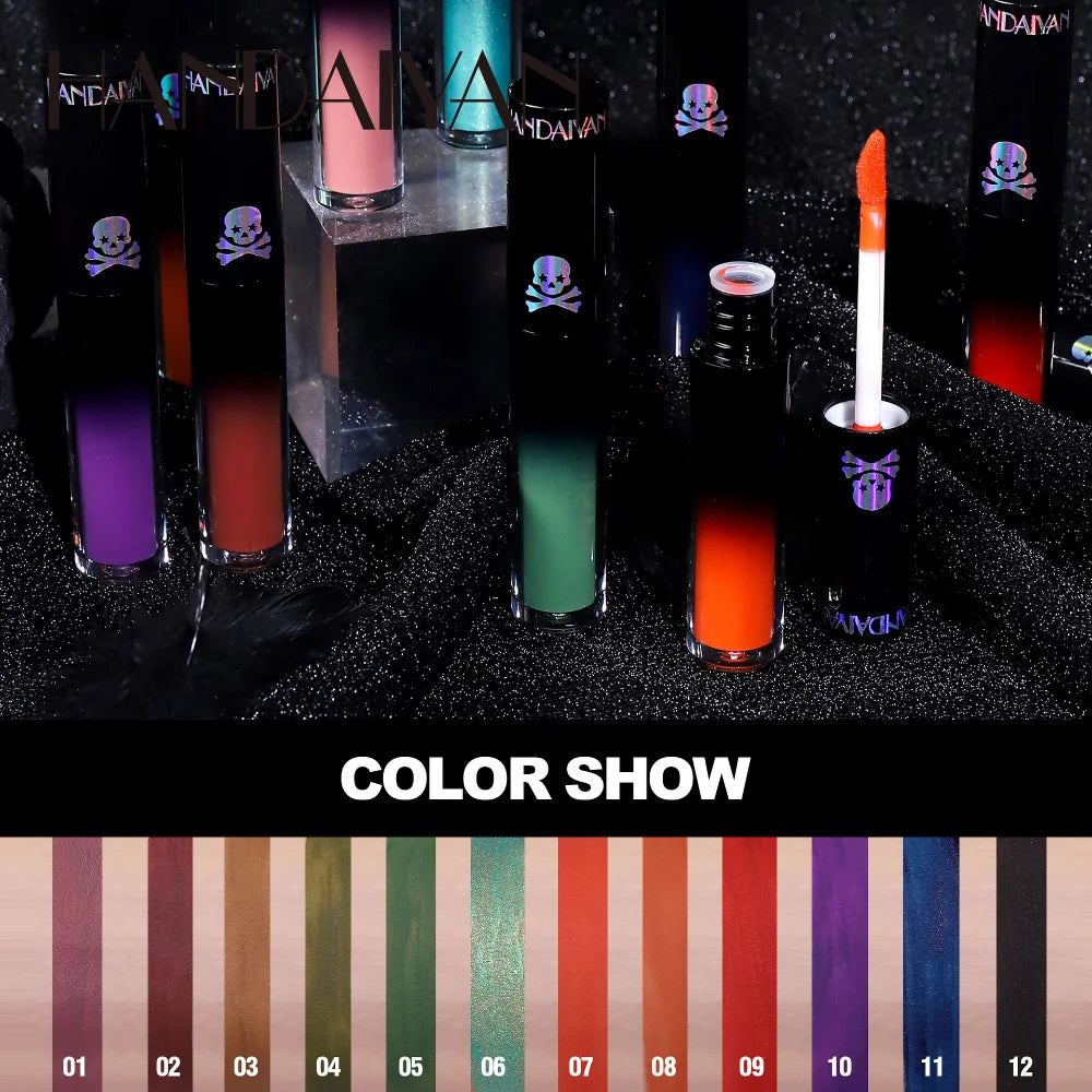 Handaiyan 12-Color Matte Lip Gloss – High Pigment Long-Lasting Matte Liquid Lipstick PRIMED