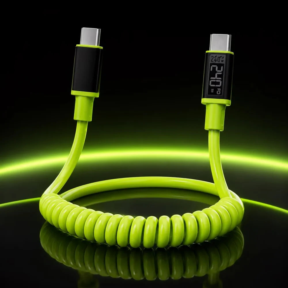 USB-C to USB-C 240W Spring Fast Charging Cable | 1m & 2m USB-C Charging Cable PRIMED